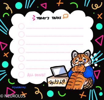 A notepad design of a thoughtful tiger, with space to write your to do items.